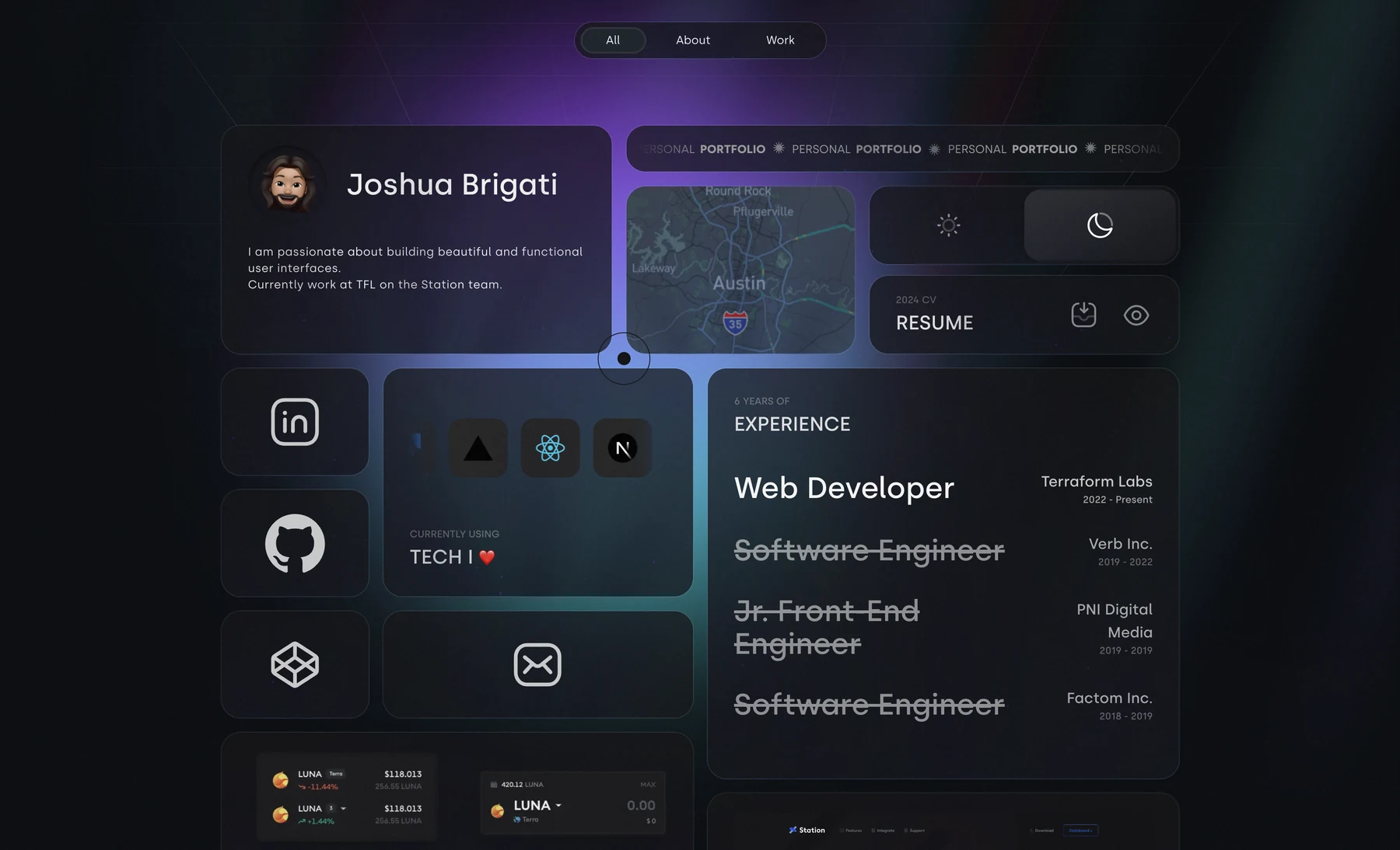 JoshuaBrigati.com portfolio screenshot